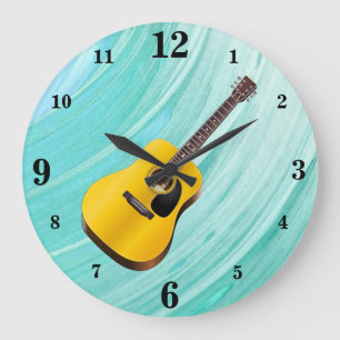 Grande Horloge Ronde Guitare 24h/24