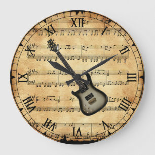 Grande Horloge Ronde Guitare électrique ~ Arrière - plan de musique e