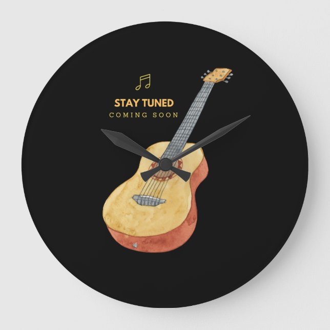 Grande Horloge Ronde Guitare : Restez tunés (Recto)
