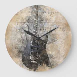 Grande Horloge Ronde Guitare vintage