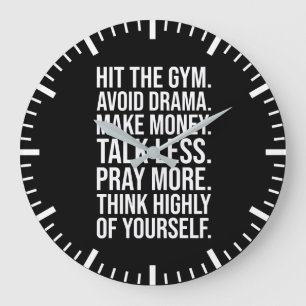 Grande Horloge Ronde Gymnase, Argent, Prière - Motivation du succès