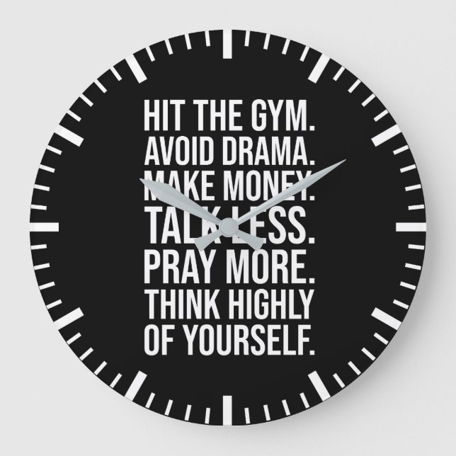 Grande Horloge Ronde Gymnase, Argent, Prière - Motivation du succès (Recto)