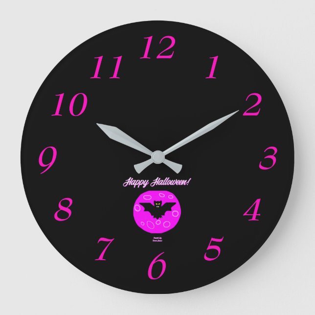 Grande Horloge Ronde Halloween Bat Acrylic Wall Clock (Recto)
