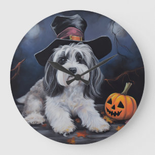 Grande Horloge Ronde Halloween Citrouilles Havanais effraie