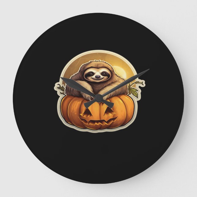 Grande Horloge Ronde Halloween classique à thème Sloth T-Shirt_1 (Recto)