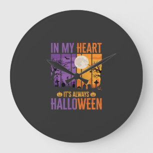 Grande Horloge Ronde Halloween Dans Mon Cœur Cimetière Effrayant