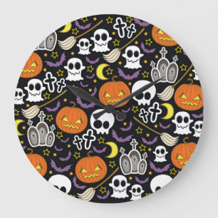 Grande Horloge Ronde Halloween éffrayant : Conception Arrière - plan à 