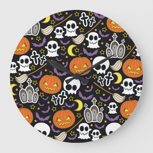 Grande Horloge Ronde Halloween éffrayant : Conception Arrière - plan à  (Recto)