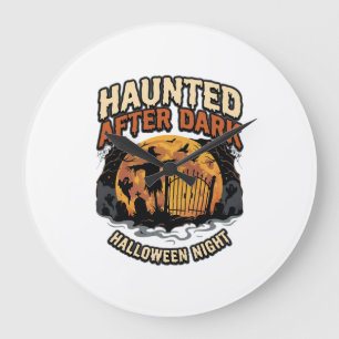 Grande Horloge Ronde Halloween ensorcelé après la tombée de la nuit