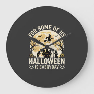 Grande Horloge Ronde Halloween est tous les jours Sorcière de Lune Hant