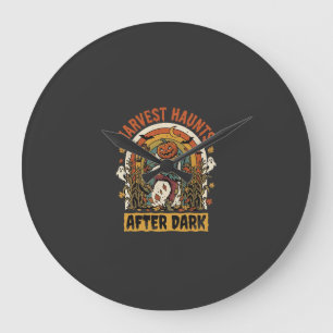Grande Horloge Ronde Halloween Harvest Après la tombée de la nuit