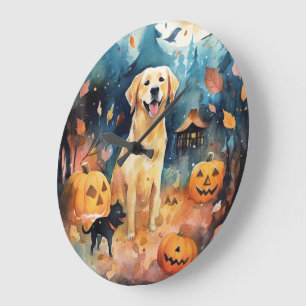 Grande Horloge Ronde Halloween Lappund Finlandais Avec Peur Citrouille
