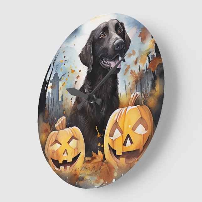 Grande Horloge Ronde Halloween Nouvelle-Écosse avec la peur Citrouille (Angle)