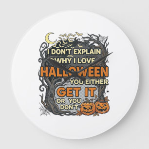 Grande Horloge Ronde Halloween Obtenez-le Arbre Épouvantable Citrouille
