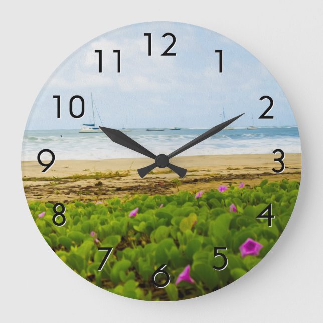 Grande Horloge Ronde Hanalei Bay Kauai Hawaii Beach & Bateaux (Recto)