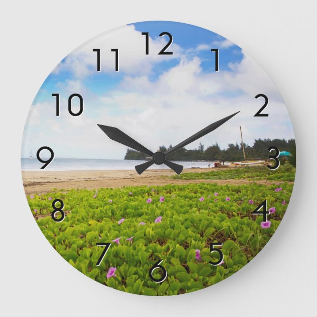 Grande Horloge Ronde Hanalei Bay, Kauai Hawaii Beach Flowers (Recto)