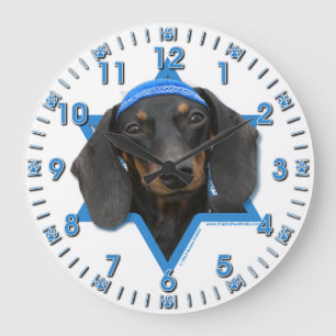 Grande Horloge Ronde Hanukkah Star of David - Dachshund - Winston