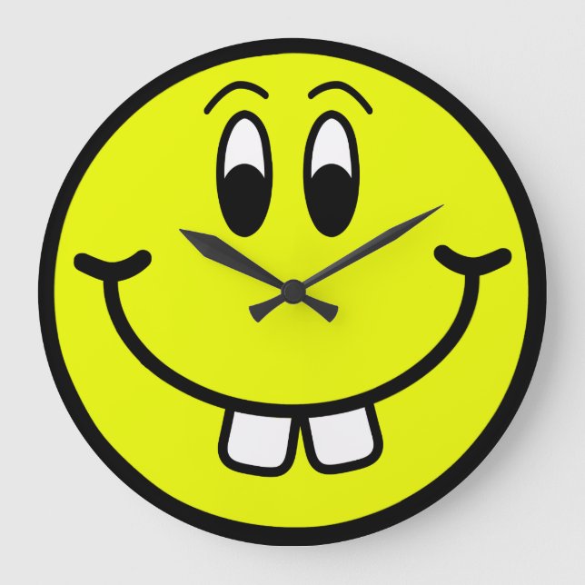 Grande Horloge Ronde Happy Buck Tooth Smiling Face Wall Clock (Recto)