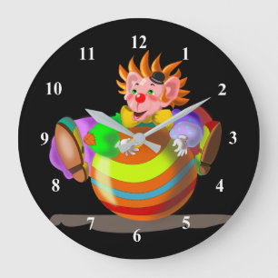 Grande Horloge Ronde Happy Crazy Clown