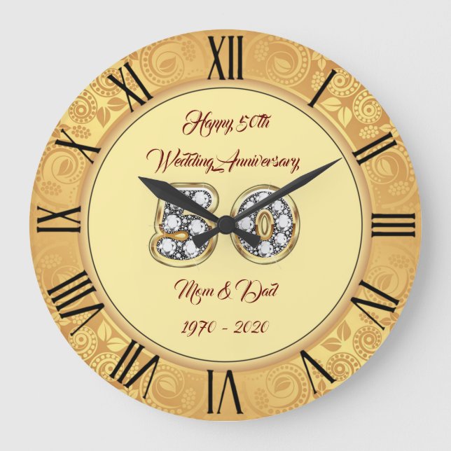 Grande Horloge Ronde Happy Customize Gold 50th Anniversary Large Clock (Recto)