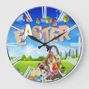 Grande Horloge Ronde Happy Easter