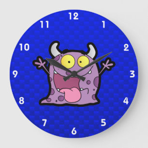 Grande Horloge Ronde Happy Purple Monster; Blue