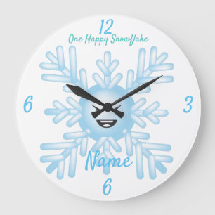 Grande Horloge Ronde Happy Snowflake Emoticon Thunder_Cove