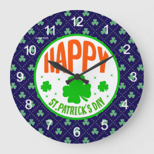 Grande Horloge Ronde Happy St. Patrick's Day Circle Design-63501