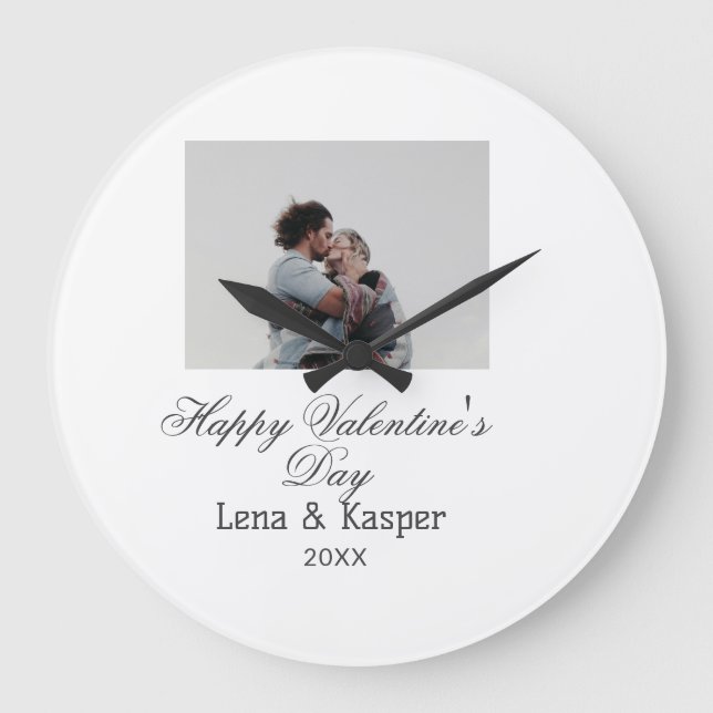 Grande Horloge Ronde Happy Valentine's day couple photo modern simple t (Recto)