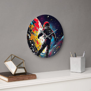 Grande Horloge Ronde Harmonie cosmique : Perdue Dans L'Espace