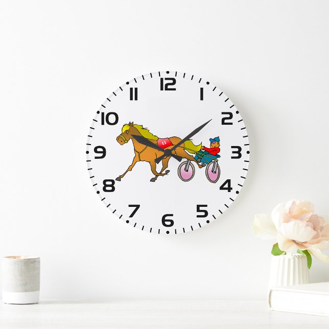 Grande Horloge Ronde Harness Racing Cheval et conducteur (Créateur téléchargé)