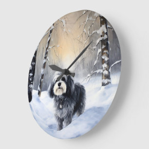 Grande Horloge Ronde Havanais laissez-le neiger Noël