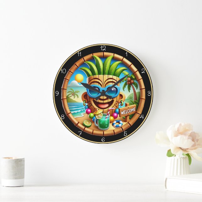 Grande Horloge Ronde Hawaiian Hut Welcome : Tropical Beach (Maison)