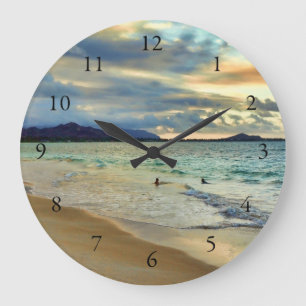 Grande Horloge Ronde Hawaiian Island Sunset with Numbers
