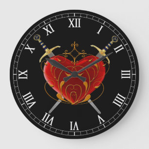 Grande Horloge Ronde Heart & Daggers Round Roman Clock