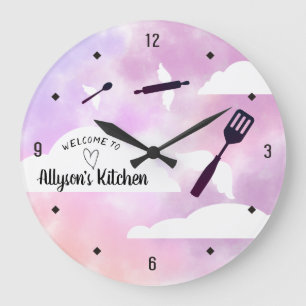 Grande Horloge Ronde Heavenly angel flying utensils wings kitchen