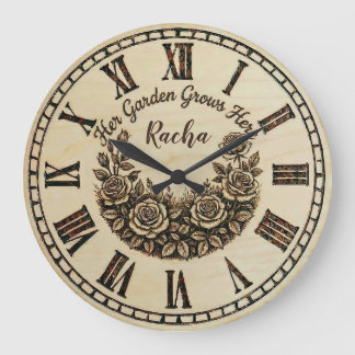 Grande Horloge Ronde Her Garden Grows Here | Custom Name wall clock