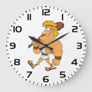 Grande Horloge Ronde Hercule dessiné Héro de la mythologie grecque avec