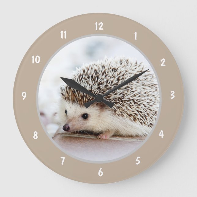 Grande Horloge Ronde Hérisson bébé mignon (Recto)