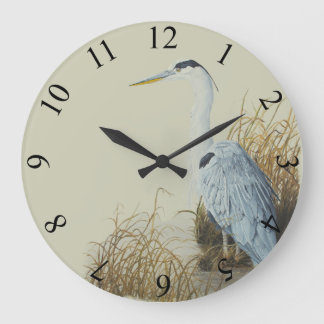 Grande Horloge Ronde Heron À Marsh Edge