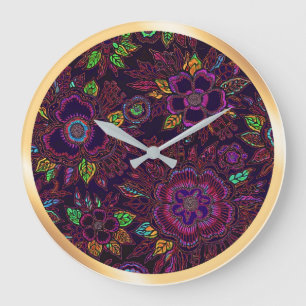 Grande Horloge Ronde HESTIA : Cadran mural maximaliste de minuit - Foye
