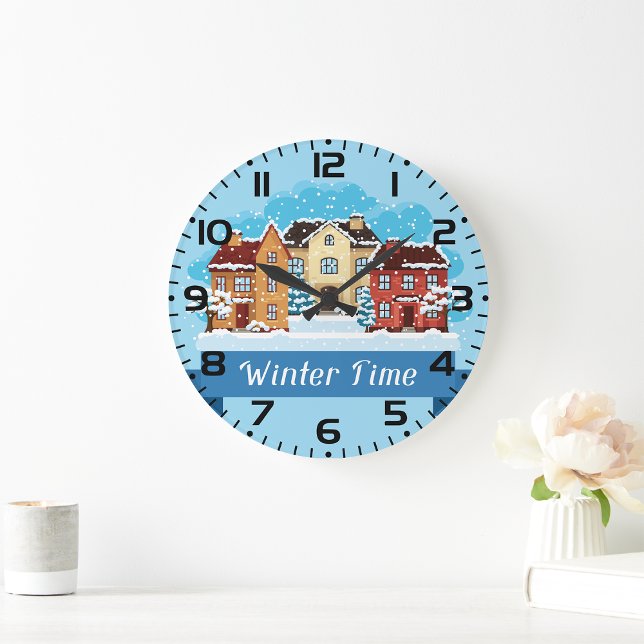 Grande Horloge Ronde Heure d'hiver neige (Créateur téléchargé)