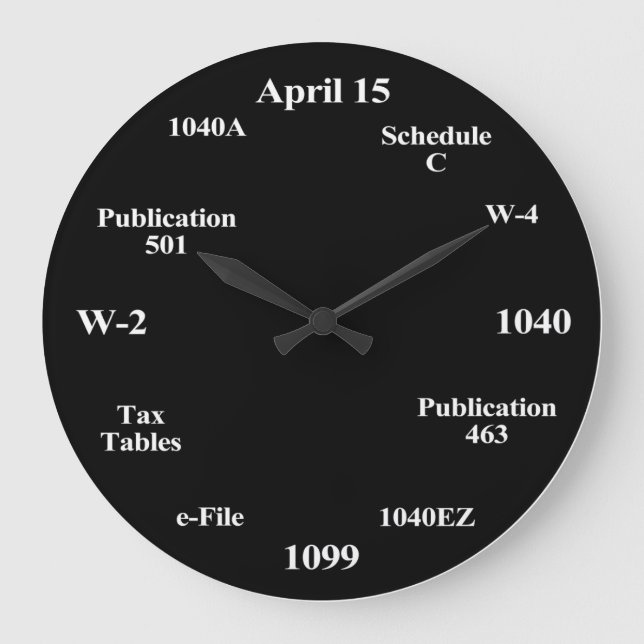 Grande Horloge Ronde Heure d'imposition pour l'étudiant comptable compt (Recto)