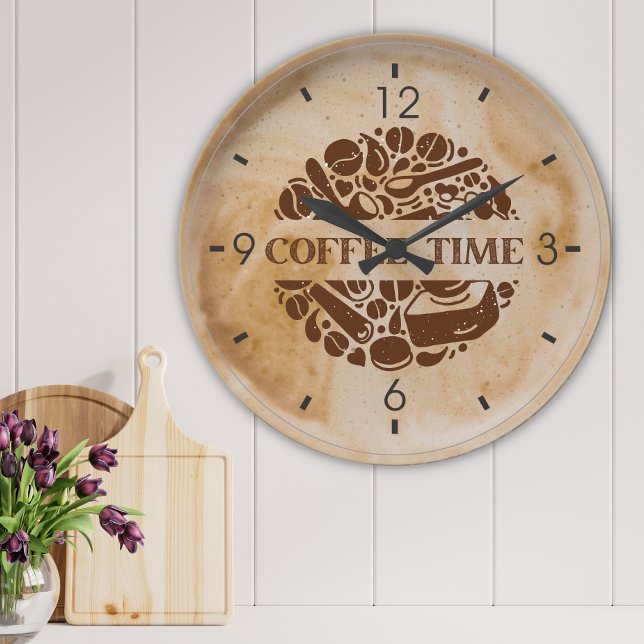 Grande Horloge Ronde Heure du café | Mousse de lait | Cuisine (Créateur téléchargé)