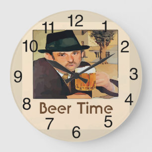 Grande Horloge Ronde Heure vintage de la bière,
