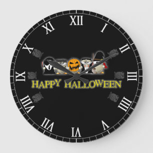 Grande Horloge Ronde Heureux amis effrayants d'Halloween