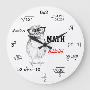 Grande Horloge Ronde Hibou ringard dépendant de maths