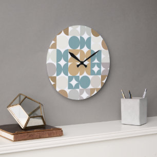 Grande Horloge Ronde Hip demi-cercles Abstraits Fusion industrielle Art