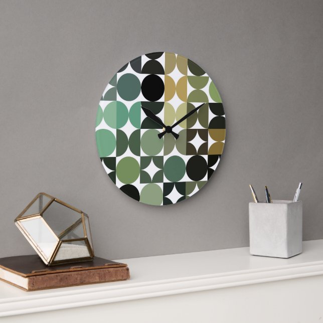 Grande Horloge Ronde Hip demi-cercles Abstraits Fusion industrielle Art (Bureau)