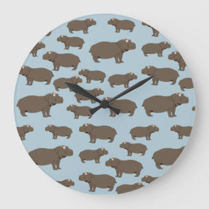 Grande Horloge Ronde Hippopotame Hippo Motif